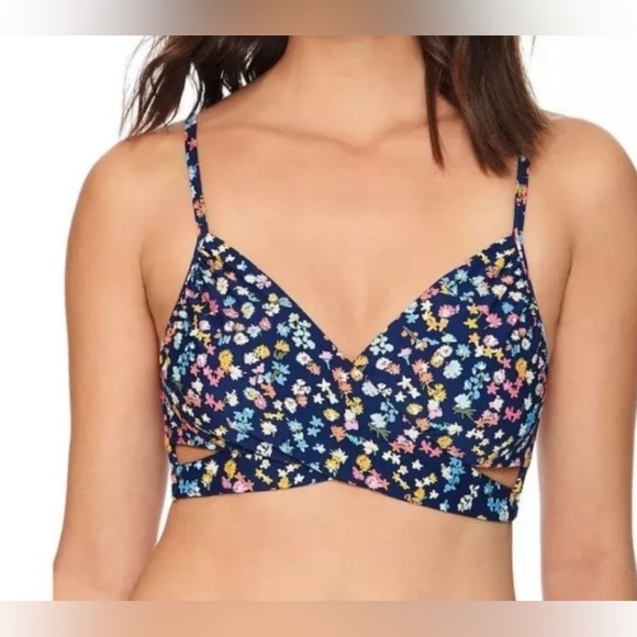 Vera Bradley Reversible Bikini top - floral and stripes size Small - Picture 1 of 9